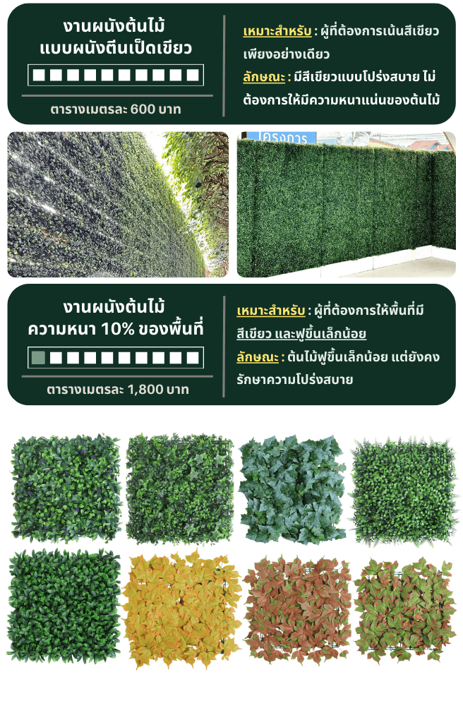 ผนังต้นไม้ปลอม แบบใบเขียวหนาแน่น