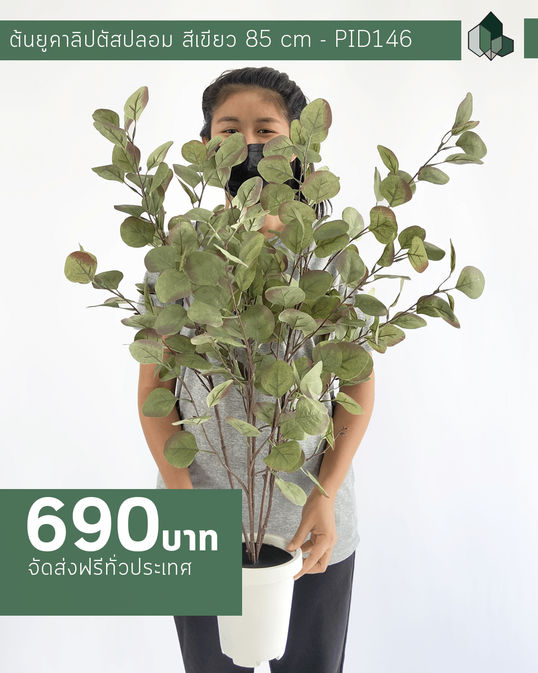 ต้นยูคาลิปตัสปลอม สีเขียว สูง 85 CM