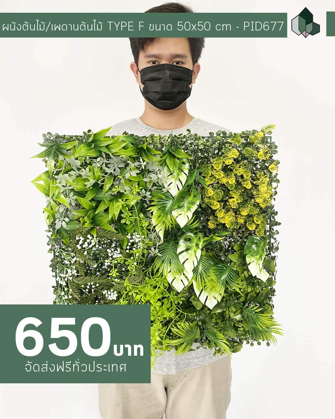 ผนังต้นไม้/เพดานต้นไม้ TYPE F (มีโรสแมรี่) ขนาด 50×50 CM