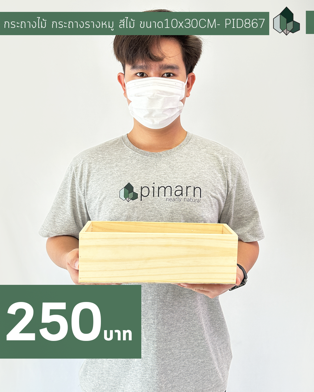 กระถางไม้ กระถางรางหมู สีไม้ ขนาด10x30CM
