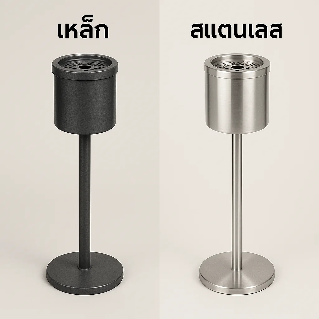 เปรียบเทียบวัสดุของที่เขี่ยบุหรี่แบบตั้งพื้น: เหล็ก vs สแตนเลส
